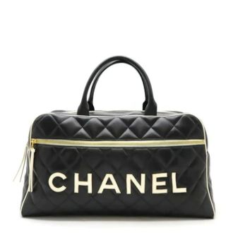 Chanel Pre-owned Leather chanel-bags - Dames - Pre-owned - Zwart - Maat: ONE Size Leer