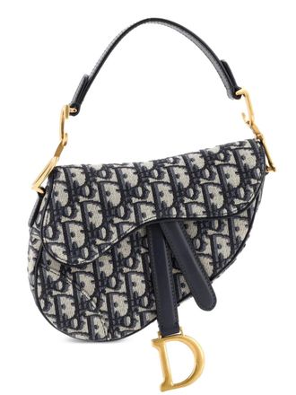 Dior Saddle Handbag Oblique Canvas Mini shoulder bag - women - Canvas - One Size - Blue