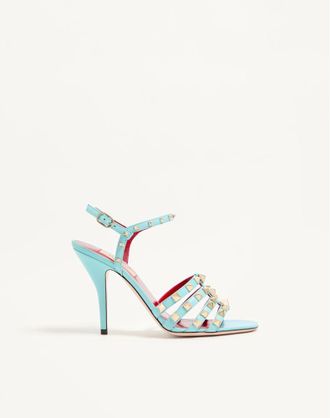 Valentino Garavani Sandalo Rockstud In Capretto 100mm Donna AZZURRO 35.5