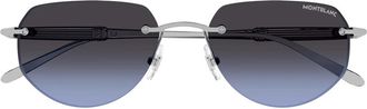 Montblanc Mb 0525S Zonnebril - Heren - Zonnebrillen - Grijs - 55 MM - Nylon - Accessoires