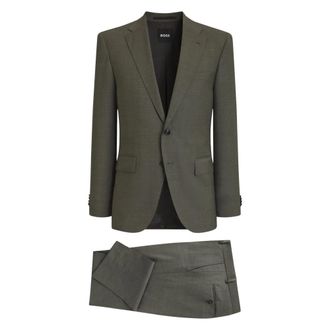 HUGO BOSS Kostuums, Heren, Groen, M, Tweed, Single Breasted Suit