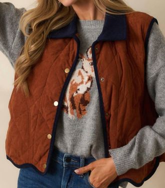 Entro Collared Button Up Vest In Chestnut