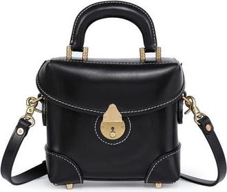 OLD TREND Azalea Genuine Leather Vintage Box Crossbody in Black at Nordstrom