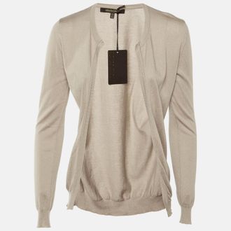 Roberto Cavalli Light Brown Cotton & Cashmere Cardigan