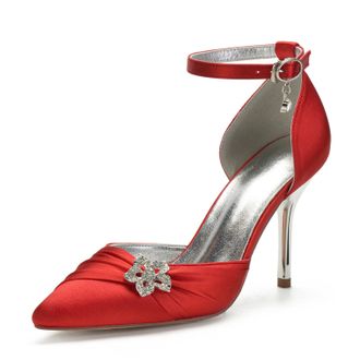 Miyoopark Womens Wedding Dress Shoes Stiletto High Heel Occasions Pumps M524 Red UK 6.5