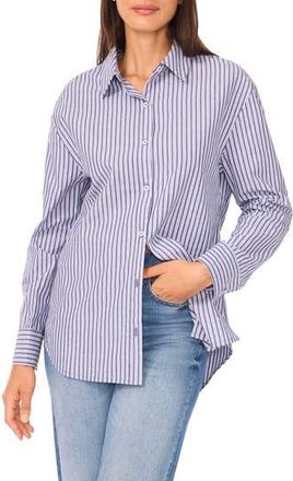 Halogen Stripe Poplin Button-Up Shirt in Granada Sky at Nordstrom Rack, Size Medium