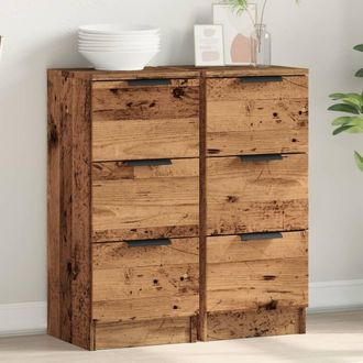 Berkfield Home Sideboards 2 pcs Old Wood 30x30x70 cm Engineered Wood in Brown | Size: 30 x 30 x 70 cm