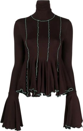 Siedres Renti Turtleneck - Dames - Coltruien - Bruin - XS - Leer - Truien & Vesten