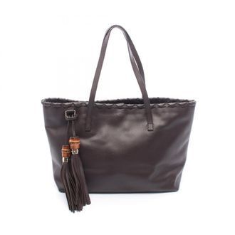 Gucci Brown Leather Handbag Tote Bag (Pre-Owned)