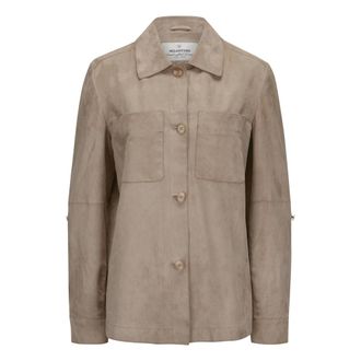 Milestone Leather Jackets, female, Beige, Size: XL MSVicki Leather Shirt