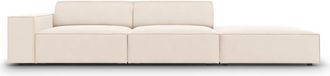 MICADONI Sofá derecho 3 plazas de terciopelo beige claro