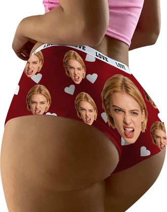 Generic Personlised Knickers for Women with Photo Face - Funny Custom Photo Women Underwear Stretchy Panties Personalised Bikini Briefs Ladies Swim Bottoms va