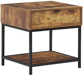 Beliani Beliani - Modern 1 Drawer Shelf Living Room End Side Dark Wood Black Frame Berkley