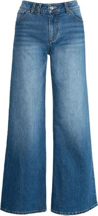 H&eacute;st Wijde Pijp Blauwe Denim Jeans - Dames - Loose Fit Jeans - Blauw - 2XL - Denim - Jeans