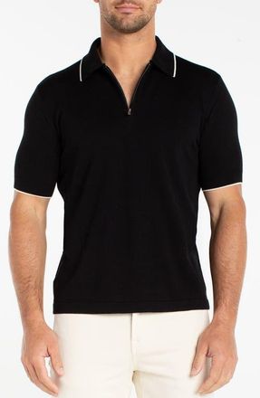 Liverpool L.A. Tipped Zip Polo in Black at Nordstrom, Size X-Large