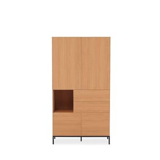 Koketto Home Aparador alto de 187 cm en melamina roble con patas de metal