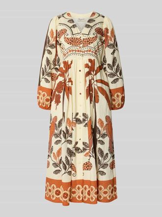 Lollys Laundry Midikleid aus Viskose-Mix mit V-Ausschnitt Modell Sarai in Ecru, Gr&ouml;&szlig;e XL