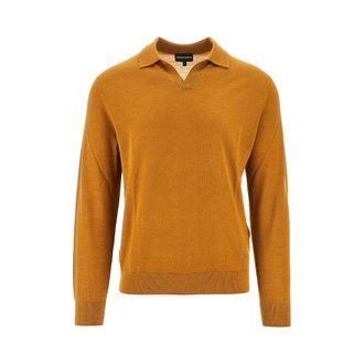 Emporio Armani Virgin wool sweater with polo collar Man XXL