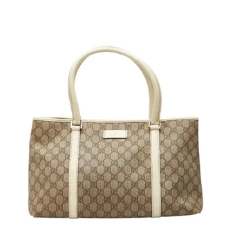 Gucci Beige Ivory Pvc Leather Handbag Tote Bag (Pre-Owned)