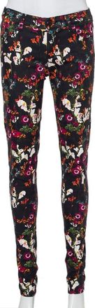 Alice & Olivia Alice + Olivia Black Floral Printed Denim Skinny Fit Jeans