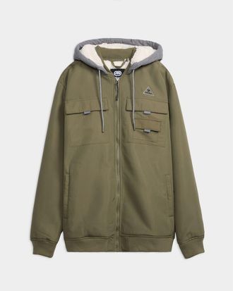 Ecko Triple threat faux shearling Bomber Jacket in Olive Green at Nordstrom, Size X-Large