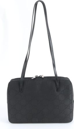 Gucci Black Nylon Leather Handbag Shoulder Bag Tote Bag (Pre-Owned)