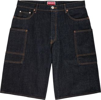 Kenzo Cargo Monkey Denim Shorts - Dark Blue - 36 (W36 / XL)