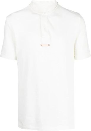Maison Margiela Wit Katoenen Polo Shirt Zonder Kraag - Heren - Polos - Wit - XS - Katoen - Tops