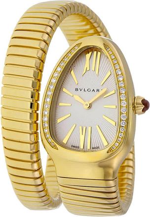 Bulgari Serpenti Tubogas Silver Opaline Dial 18kt Yellow Gold Quartz Ladies Watch 101924