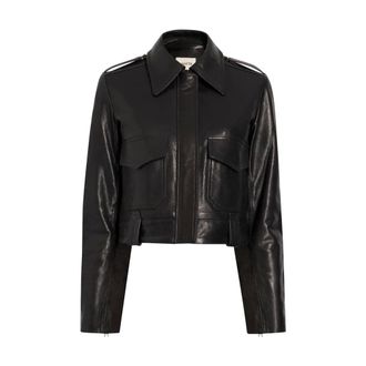 Khaite Zwarte Cordelia Leren Moto Jas - Dames - Leren en Su&egrave;de Jassen - Zwart - XS - Leer - Jassen