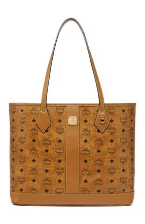 MCM New Medium Liz Shopper in Visetos in Cognac at Nordstrom