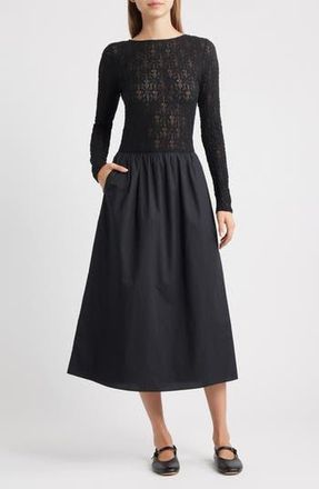 Rails Amberly Lace Bodice Flared Maxi Dress in Black Lace at Nordstrom Rack, Size Large