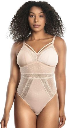 Affinitas Mia Dot Wire-Free Bodysuit in Cameo Rose at Nordstrom, Size X-Large