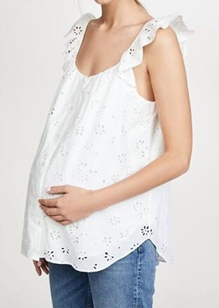 Hatch Fleur Eyelet Tank Top In White