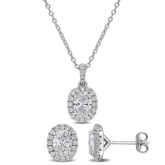 Mimi & Max Created Forever 2 7/8ct TGW Oval or Round-Cut Lab-Grown Diamond Jewelry Set Sterling Silver