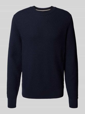 HUGO BOSS Regular Fit Strickpullover aus reiner Baumwolle in Marine, Gr&ouml;&szlig;e XL