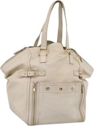 Saint Laurent Pre-owned Vintage Tote Bag - Dames - Vintage Shopper - Beige - ONE Size - Leer - Vintage