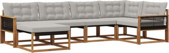 vidaXL Conjunto De Sof&aacute;s De Exterior 6 Uds. Natural Y Gris Claro Vidaxl