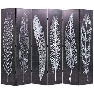 Berkfield Home Folding Room Divider 228x170 cm Feathers Black & White