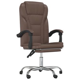 vidaXL Silla De Oficina Reclinable Cuero Sint&eacute;tico Marr&oacute;n Vidaxl