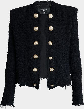 Balmain Two-Tone Button Tweed Spencer Jacket