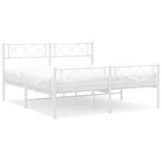 Berkfield Home Metal Bed Frame with Headboard & Footboard White 120x200 cm | Size: Small Double