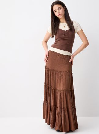 Twik Womens Crinkled ruffled-tier skirt