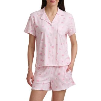 Splendid Notch Collar Short Pajamas in Strawberries And Stripes at Nordstrom, Size X-Large