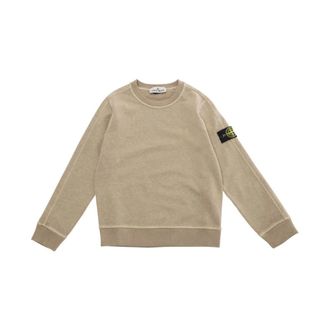 Stone Island Beige Logo Patch Sweatshirt - male - Stone Island - Kids Sweatshirts - Beige - 4 Y - Kids