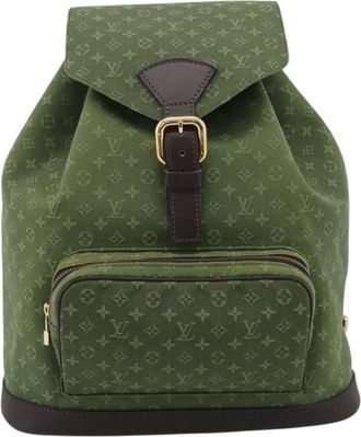 Louis Vuitton Vintage Montsouris Mini Lin Khaki Canvas Backpack Bag (Pre-Owned)