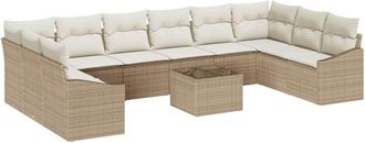 vidaXL Conjunto De Comedor De Jard&iacute;n Con Coj&iacute;n 11 Pcs Beige, Crema Vidaxl