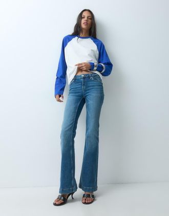 Gina Tricot Gina Tricot jeans a zampa blu lavaggio medio