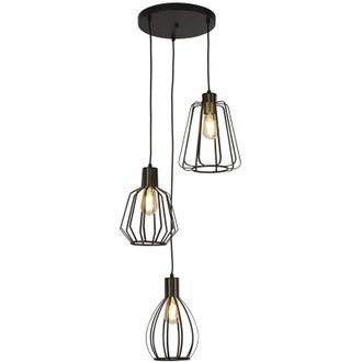Searchlight Lampadario Contemporaneo Senatore Acciaio Nero Ottone 3 Luci E27