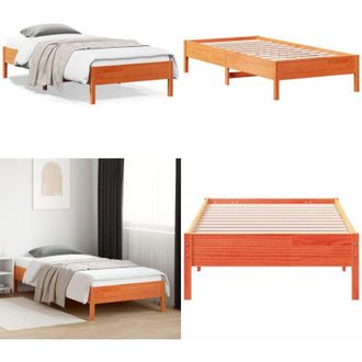 vidaXL Letto senza Materasso Marrone Cera 100x200 cm in Legno di Pino - Letto senza materasso - Letto in pino